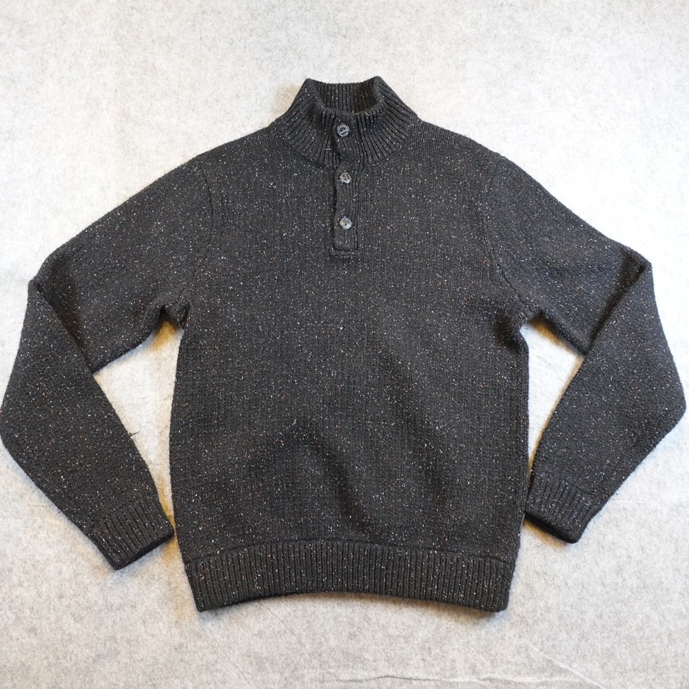 Patagonia Sweater Men Medium Black‎ Off Country Pullover Chunky Knit Marled